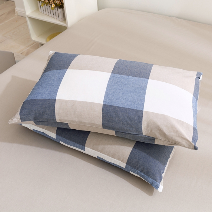 91家纺网 家纺一手货源 找家纺 简色坊 2023新款全棉水洗棉单品枕套一只 优雅格调-蓝