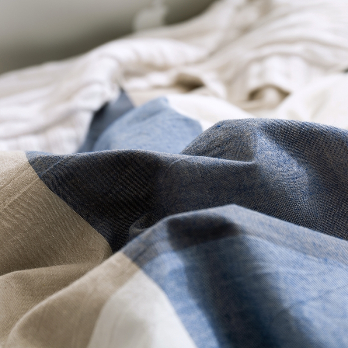 91家纺网 家纺一手货源 找家纺 简色坊 2023新款全棉水洗棉单品枕套一只 优雅格调-蓝