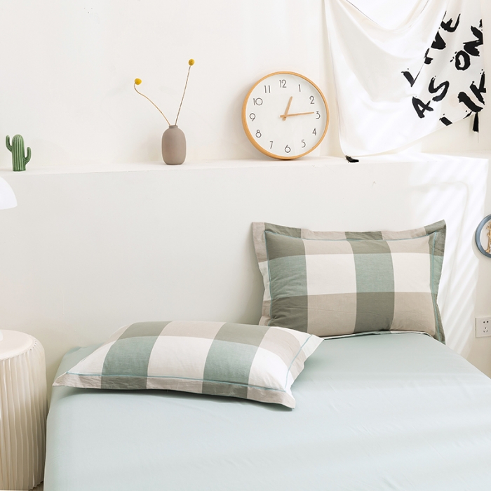 91家纺网 家纺一手货源 找家纺 简色坊 2023新款全棉水洗棉单品枕套一只 优雅格调-绿