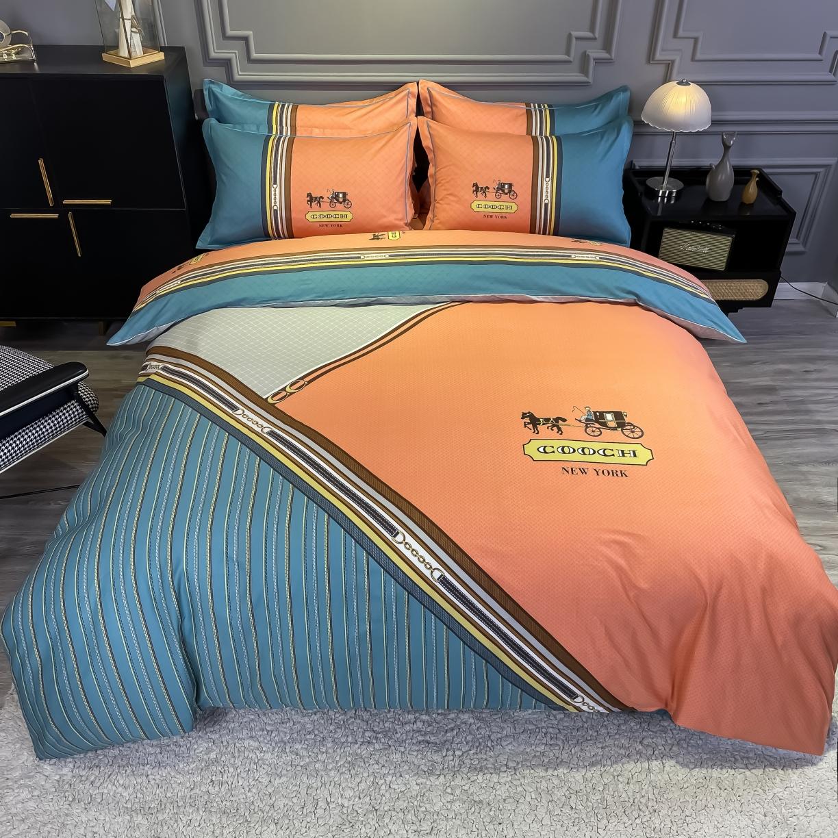 91家纺网 家纺一手货源 找家纺 金爱家 新款全棉13372四件套条格简约系列 皇家绅士