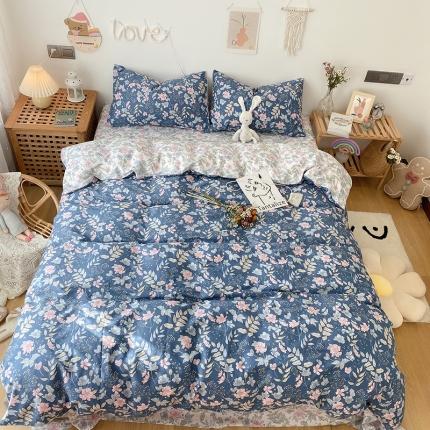 91家纺网 家纺一手货源 找家纺 沐棉 2021新款全棉小清新四件套花花系列 素雅