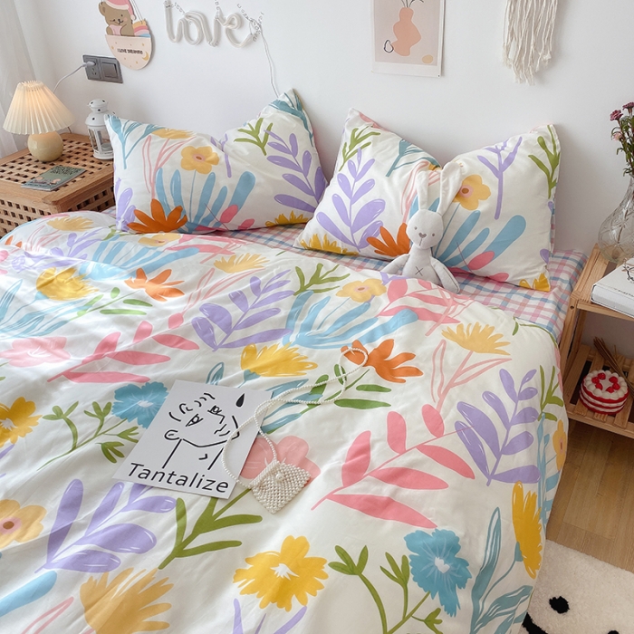 91家纺网 家纺一手货源 找家纺 （总）沐棉 2021新款全棉小清新四件套花花系列