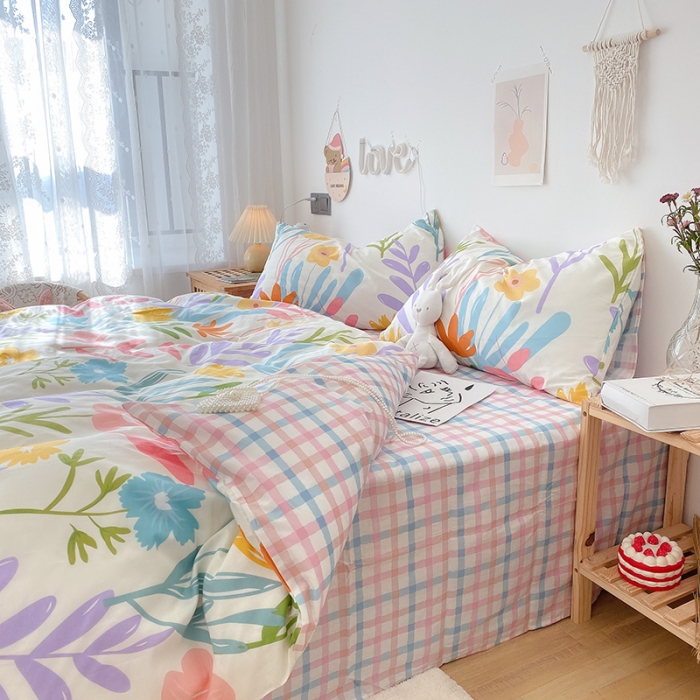 91家纺网 家纺一手货源 找家纺 （总）沐棉 2021新款全棉小清新四件套花花系列