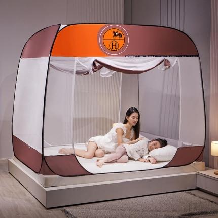 91家纺网 家纺一手货源 找家纺 夏彩 H大顶免安装睡帐 马德里之夜-豆沙