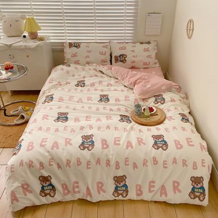 91家纺网 家纺一手货源 找家纺 希文 2021新款全棉卡通小资系列四件套 微笑时光