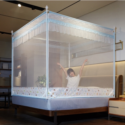 91家纺网 家纺一手货源 找家纺 （总）海虹蚊帐 2021新款8829床笠坐床外穿杆防摔蚊帐