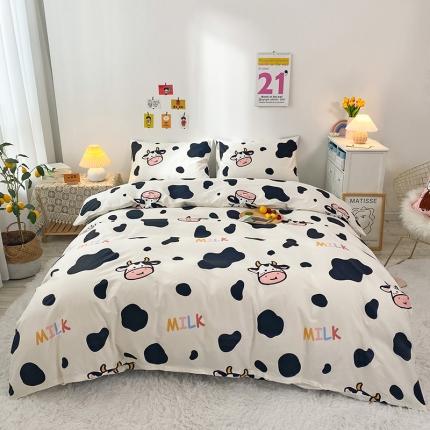 91家纺网 家纺一手货源 找家纺 珺柔家纺 2021新款全棉印花四件套 奶牛情