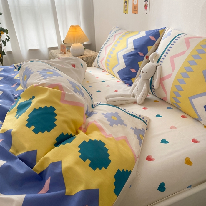 91家纺网 家纺一手货源 找家纺 珺柔家纺 2021新款全棉印花四件套 爱的旋律