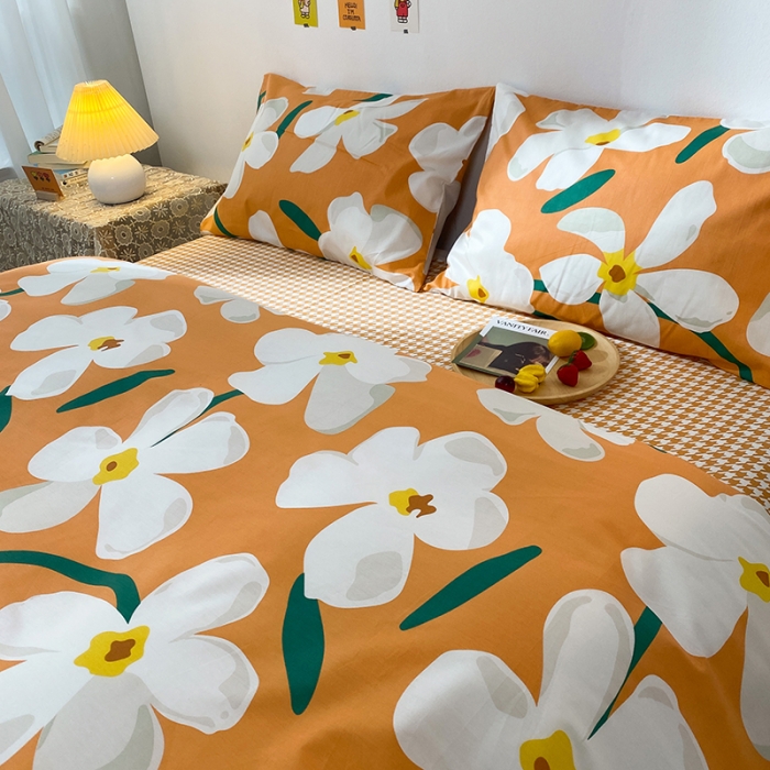 91家纺网 家纺一手货源 找家纺 珺柔家纺 2021新款全棉印花四件套 百合桔