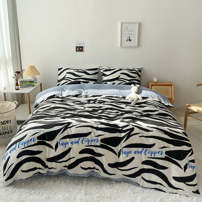 91家纺网 家纺一手货源 找家纺 珺柔家纺 2021新款全棉印花四件套 淡墨