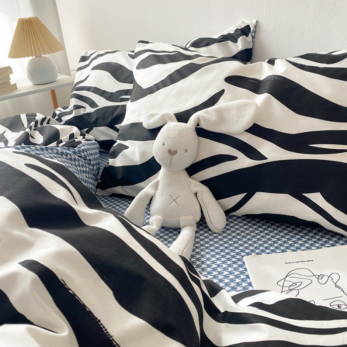 91家纺网 家纺一手货源 找家纺 珺柔家纺 2021新款全棉印花四件套 淡墨