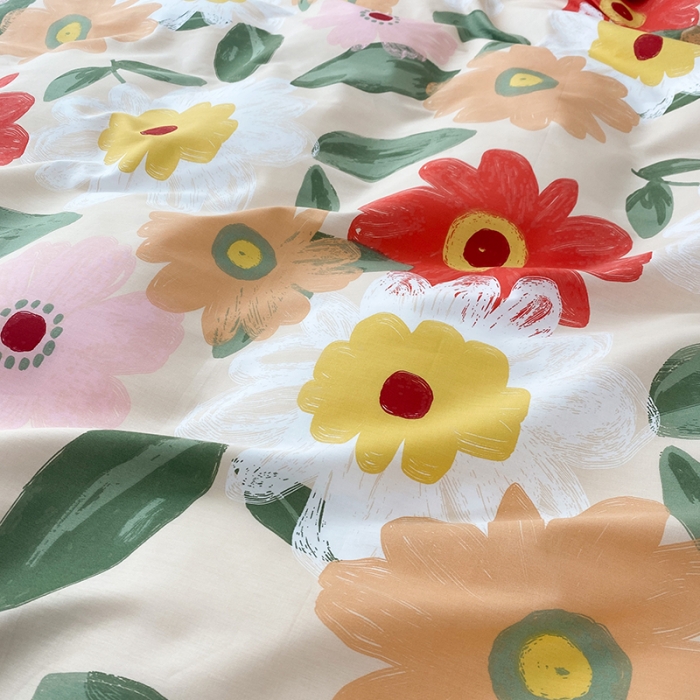 91家纺网 家纺一手货源 找家纺 珺柔家纺 2021新款全棉印花四件套 花半里-红