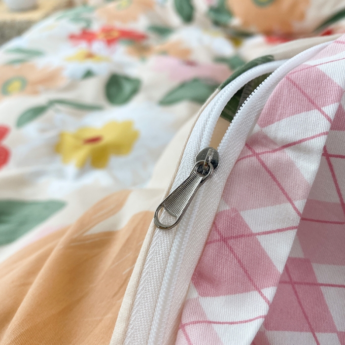 91家纺网 家纺一手货源 找家纺 珺柔家纺 2021新款全棉印花四件套 花半里-红