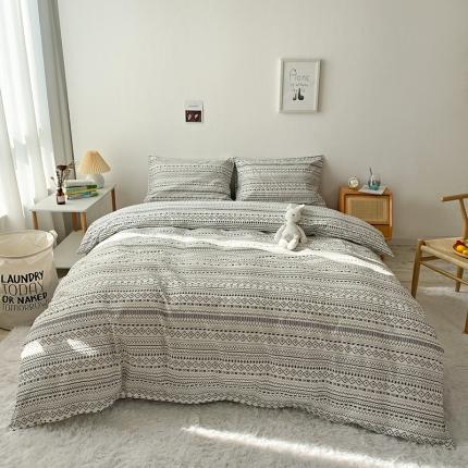 珺柔家纺 2021新款全棉印花四件套 简约都市