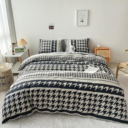珺柔家纺 2021新款全棉印花四件套 千鸟格