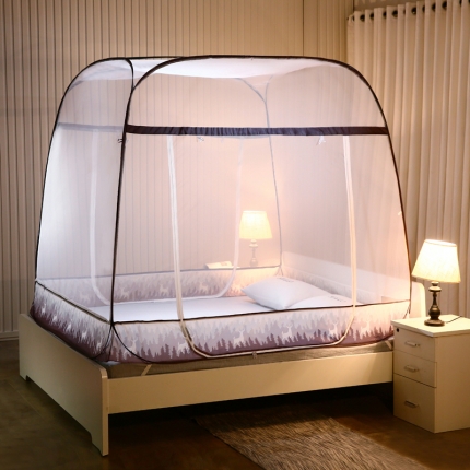 91家纺网 家纺一手货源 找家纺 海虹蚊帐 新款方顶免安装钢丝蚊帐 北欧鹿咖