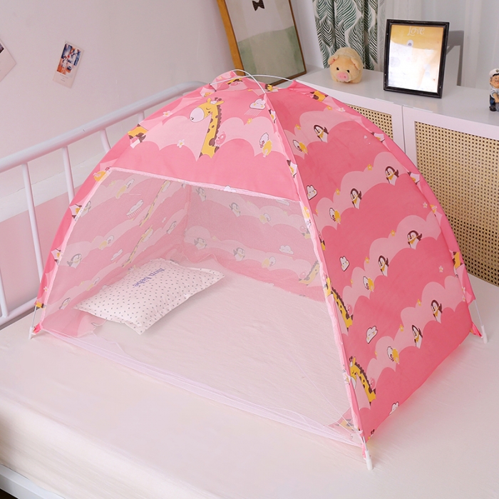 91家纺网 家纺一手货源 找家纺 博诺蚊帐 2021新款防尘顶儿童蚊帐 粉色动物