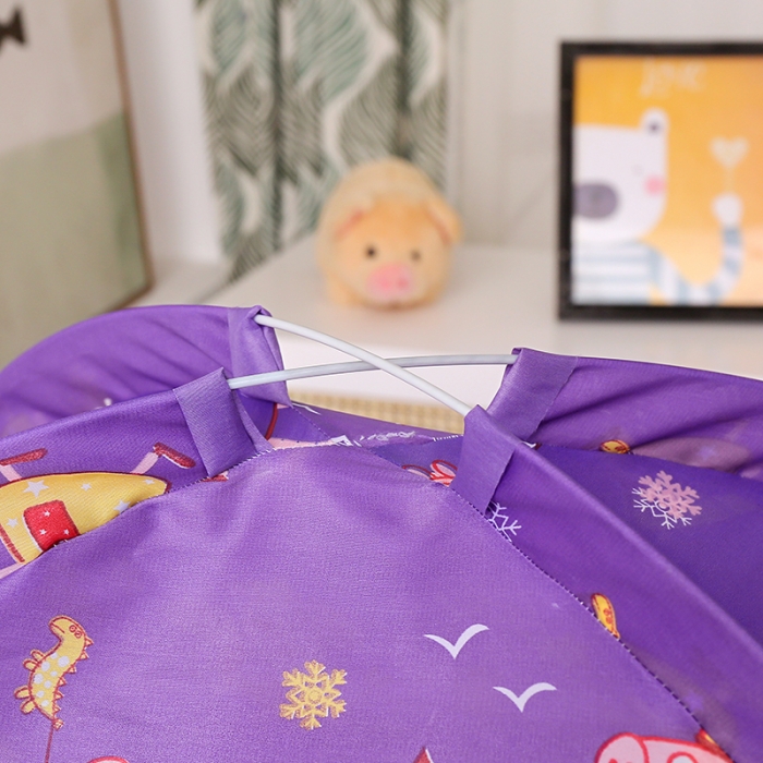 91家纺网 家纺一手货源 找家纺 博诺蚊帐 2021新款防尘顶儿童蚊帐 紫色佩奇