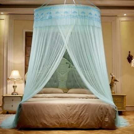 91家纺网 家纺一手货源 找家纺 博诺蚊帐 2021新款圆顶蚊帐-爱琴鸟 简约湖蓝