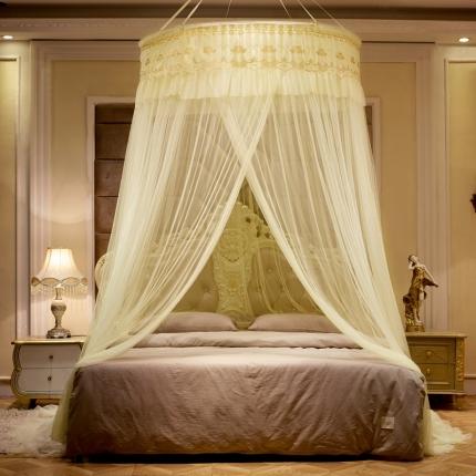 91家纺网 家纺一手货源 找家纺 博诺蚊帐 2021新款圆顶蚊帐-爱琴鸟 简约黄色