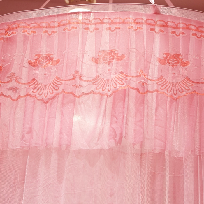 91家纺网 家纺一手货源 找家纺 博诺蚊帐 2021新款圆顶蚊帐-爱琴鸟 简约粉色