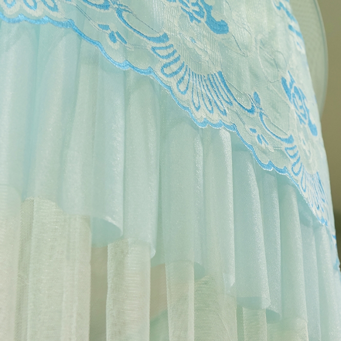 91家纺网 家纺一手货源 找家纺 博诺蚊帐 2021新款圆顶蚊帐-爱琴鸟 简约湖蓝