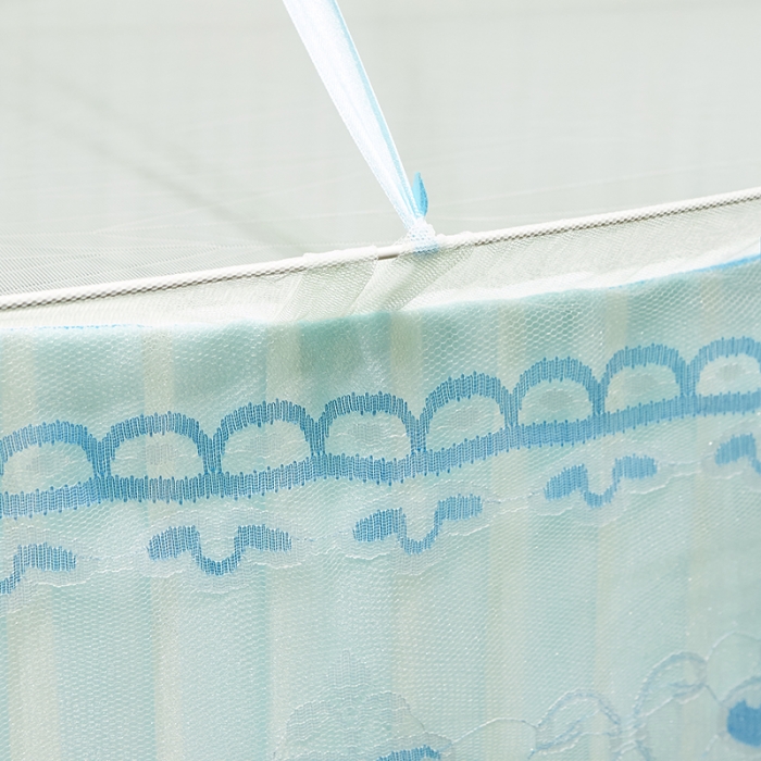 91家纺网 家纺一手货源 找家纺 博诺蚊帐 2021新款圆顶蚊帐-爱琴鸟 简约湖蓝