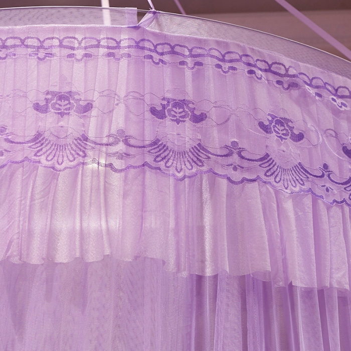 91家纺网 家纺一手货源 找家纺 博诺蚊帐 2021新款圆顶蚊帐-爱琴鸟 简约紫色