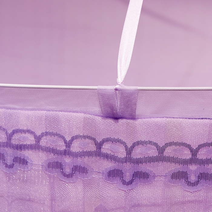 91家纺网 家纺一手货源 找家纺 博诺蚊帐 2021新款圆顶蚊帐-爱琴鸟 简约紫色