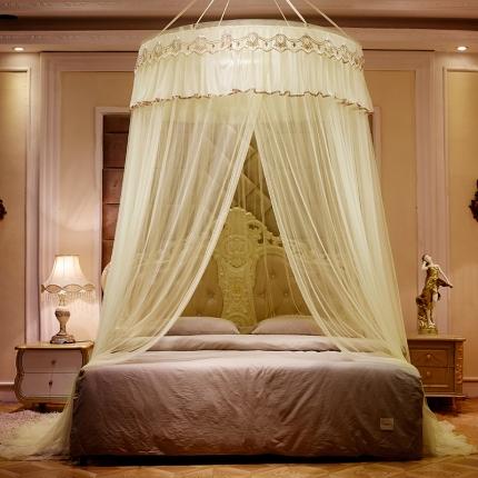 博诺蚊帐 2021新款圆顶蚊帐-荷塘月色1.2直径 黄