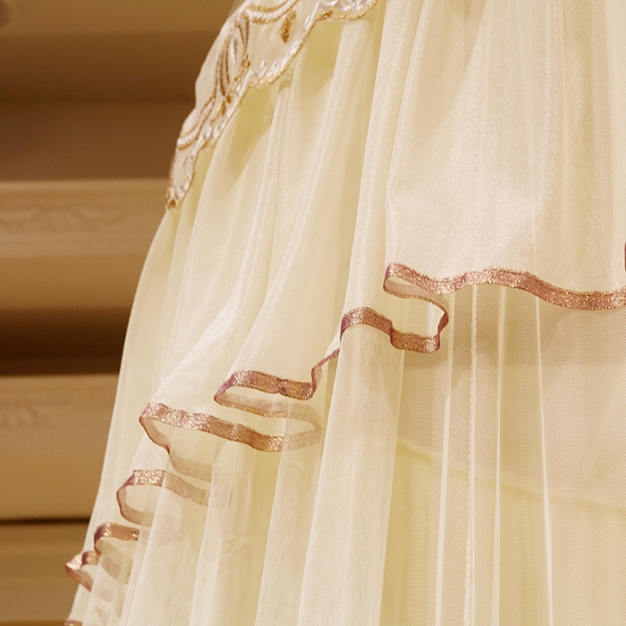 91家纺网 家纺一手货源 找家纺 博诺蚊帐 2021新款圆顶蚊帐-荷塘月色1.2直径 黄