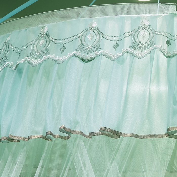 91家纺网 家纺一手货源 找家纺 博诺蚊帐 2021新款圆顶蚊帐-荷塘月色1.2直径 绿