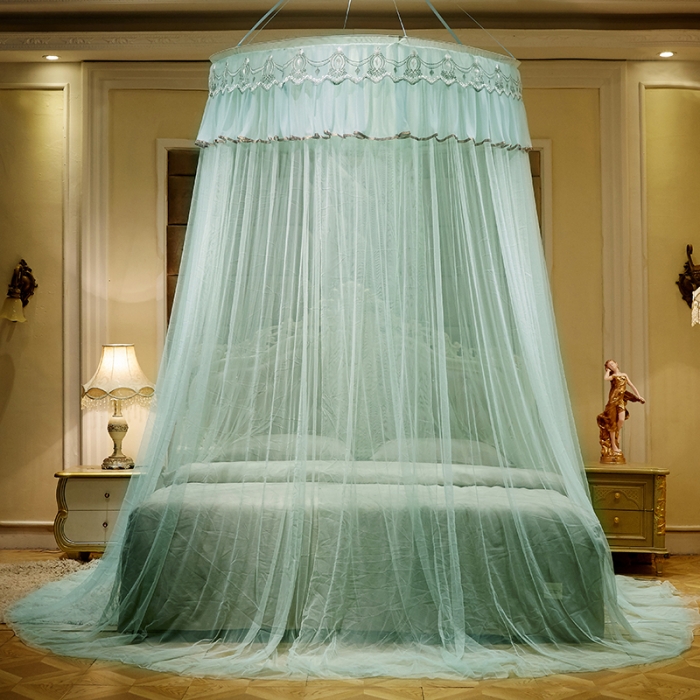 91家纺网 家纺一手货源 找家纺 博诺蚊帐 2021新款圆顶蚊帐-荷塘月色1.2直径 绿