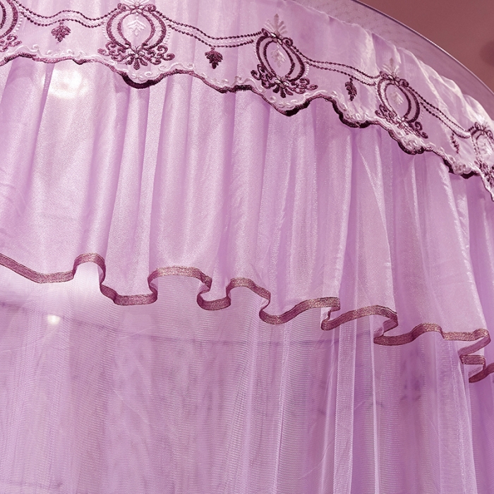 91家纺网 家纺一手货源 找家纺 博诺蚊帐 2021新款圆顶蚊帐-荷塘月色1.2直径 紫