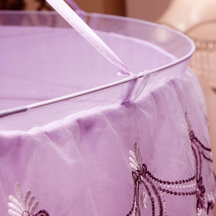 91家纺网 家纺一手货源 找家纺 博诺蚊帐 2021新款圆顶蚊帐-荷塘月色1.2直径 紫