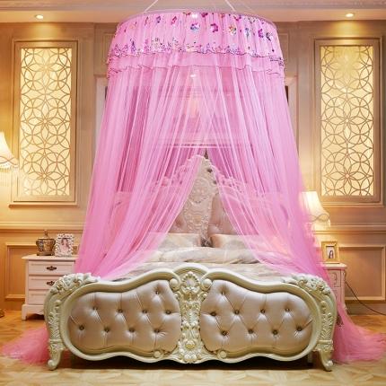 91家纺网 家纺一手货源 找家纺 博诺蚊帐 2021新款圆顶蚊帐-七彩曼舞 粉色