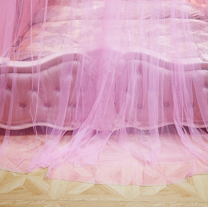 91家纺网 家纺一手货源 找家纺 博诺蚊帐 2021新款圆顶蚊帐-七彩曼舞 粉色