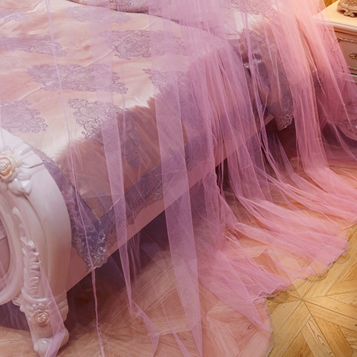 91家纺网 家纺一手货源 找家纺 博诺蚊帐 2021新款圆顶蚊帐-七彩曼舞 粉色