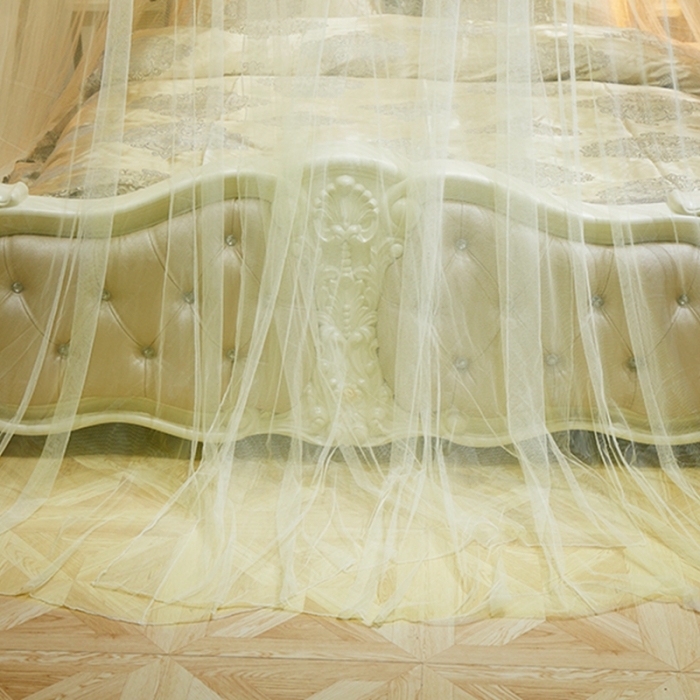 91家纺网 家纺一手货源 找家纺 博诺蚊帐 2021新款圆顶蚊帐-七彩曼舞 黄色