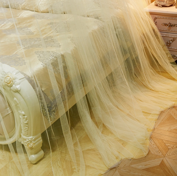 91家纺网 家纺一手货源 找家纺 博诺蚊帐 2021新款圆顶蚊帐-七彩曼舞 黄色