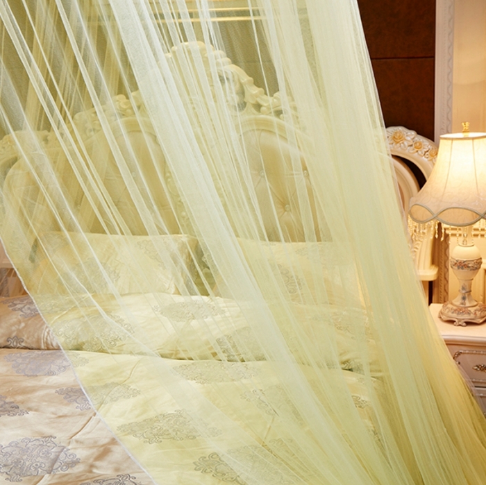 91家纺网 家纺一手货源 找家纺 博诺蚊帐 2021新款圆顶蚊帐-七彩曼舞 黄色