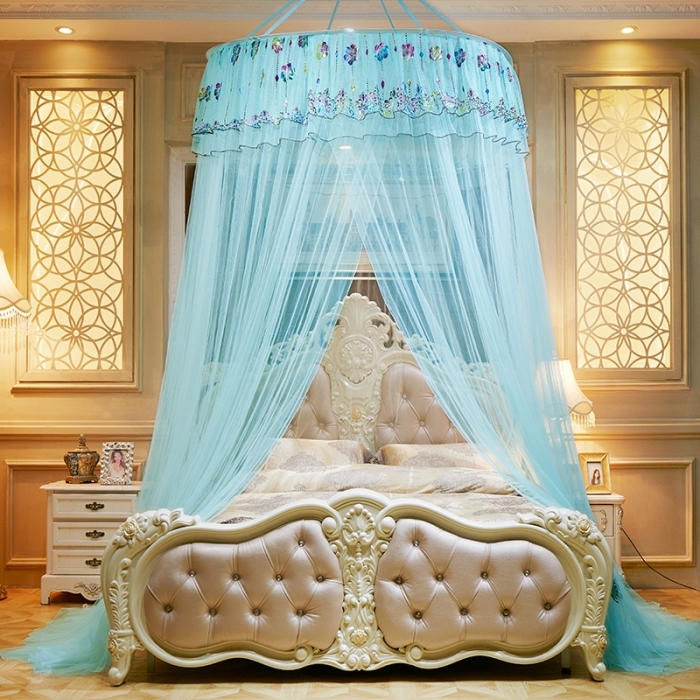 91家纺网 家纺一手货源 找家纺 博诺蚊帐 2021新款圆顶蚊帐-七彩曼舞 水绿