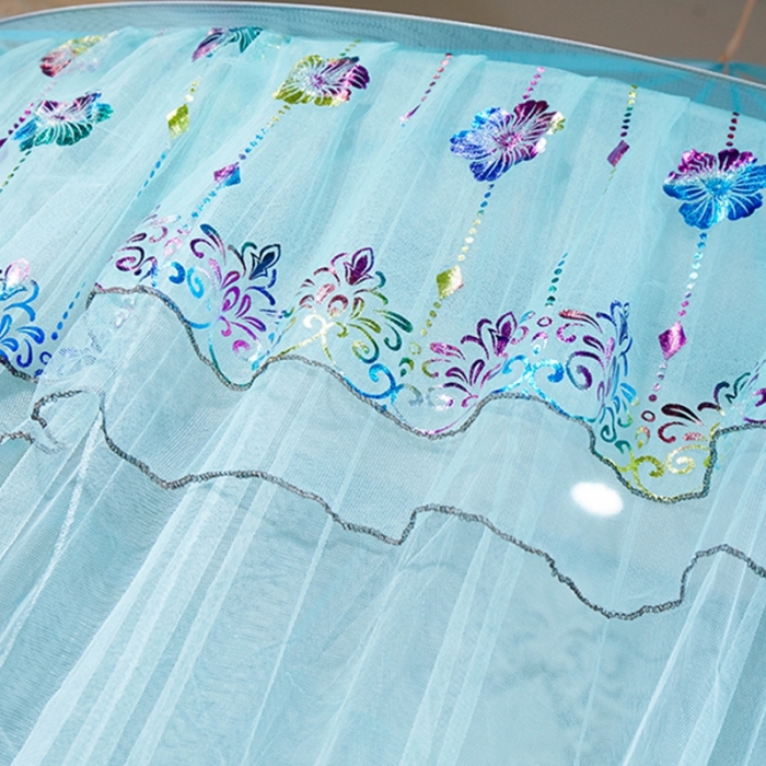 91家纺网 家纺一手货源 找家纺 博诺蚊帐 2021新款圆顶蚊帐-七彩曼舞 水绿