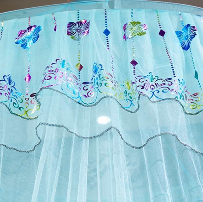 91家纺网 家纺一手货源 找家纺 博诺蚊帐 2021新款圆顶蚊帐-七彩曼舞 水绿