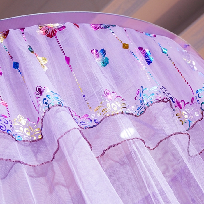 91家纺网 家纺一手货源 找家纺 博诺蚊帐 2021新款圆顶蚊帐-七彩曼舞 紫色