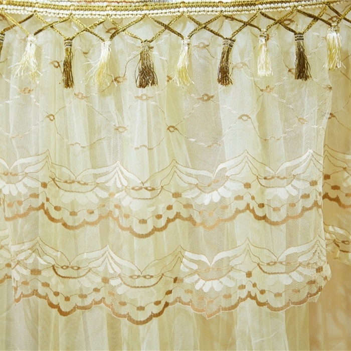 91家纺网 家纺一手货源 找家纺 博诺蚊帐 2021新款圆顶蚊帐穗穗幽心 米黄