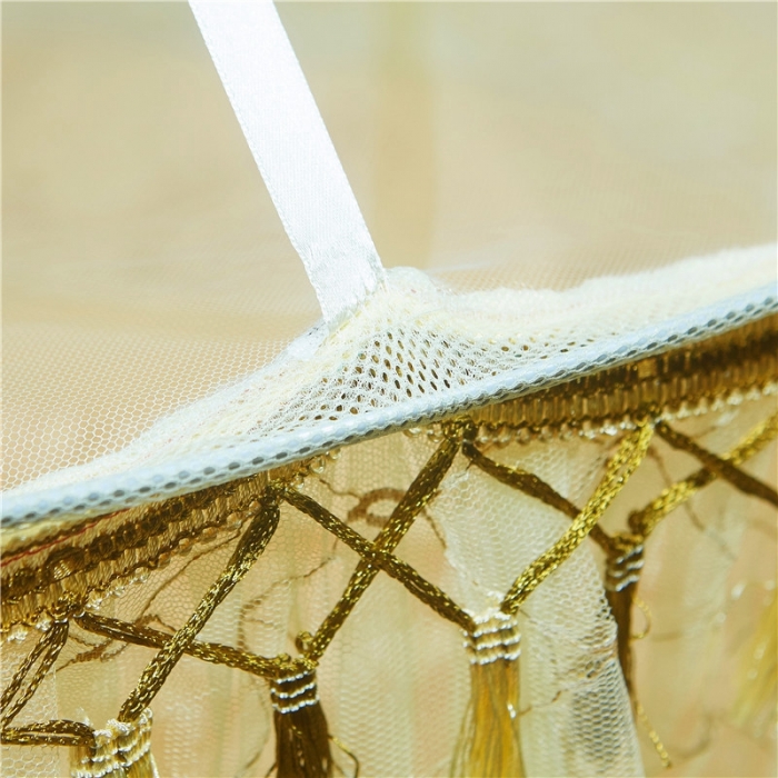 91家纺网 家纺一手货源 找家纺 博诺蚊帐 2021新款圆顶蚊帐穗穗幽心 米黄