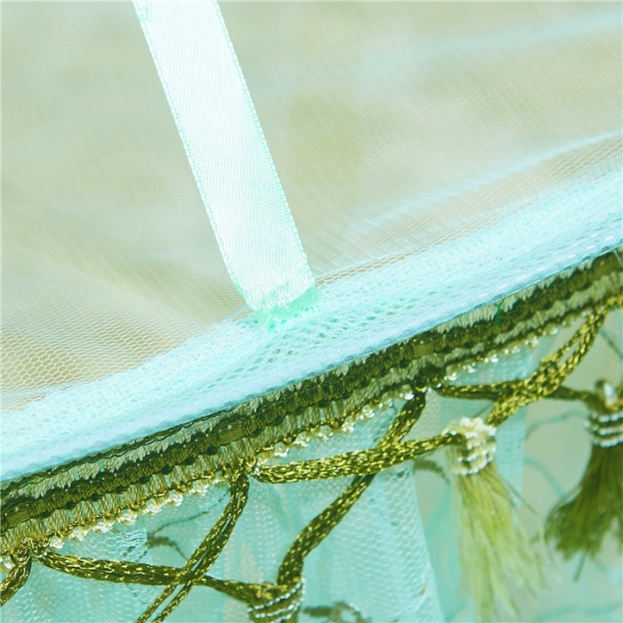 91家纺网 家纺一手货源 找家纺 博诺蚊帐 2021新款圆顶蚊帐穗穗幽心 水绿