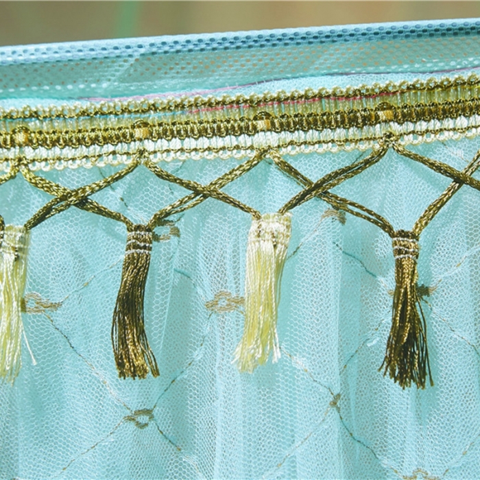 91家纺网 家纺一手货源 找家纺 博诺蚊帐 2021新款圆顶蚊帐穗穗幽心 水绿