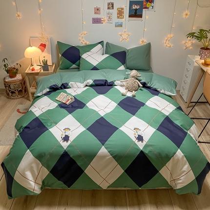 91家纺网 家纺一手货源 找家纺 琪格格 2022新款纯棉13372实拍爆款四件套 绅士熊